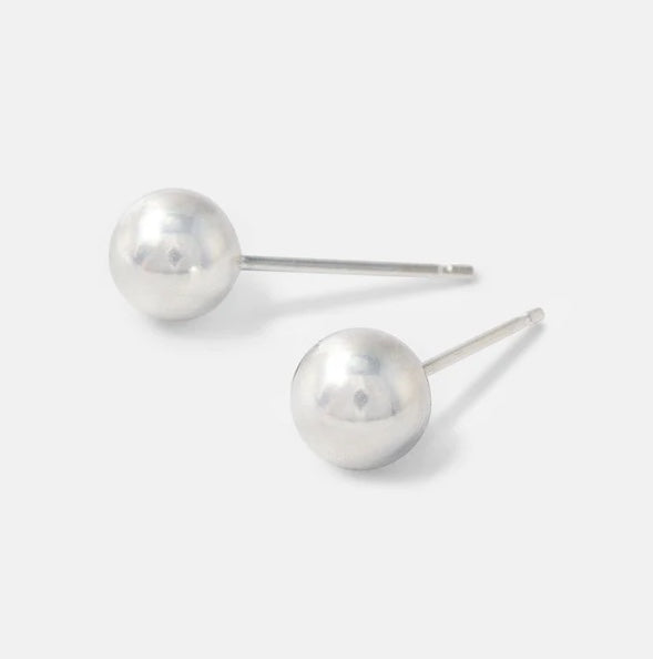 Sterling Silver Ball Stud Earrings for Men Women Femmes Bijoux