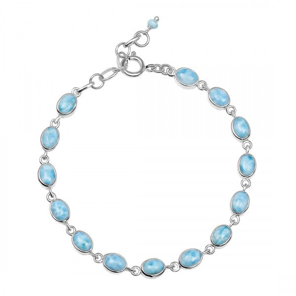 natural larimar link chain bracelet