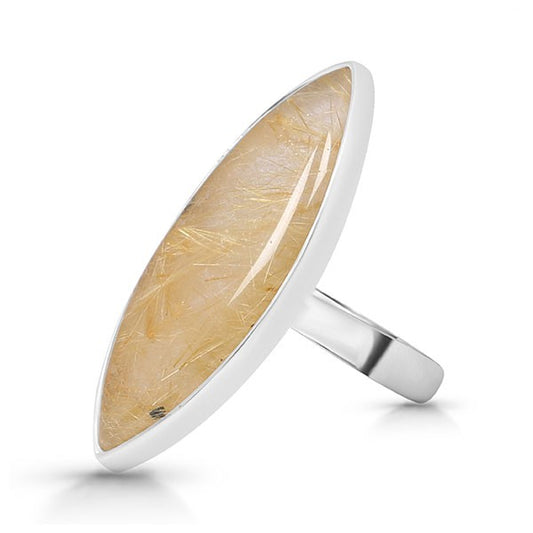Marquise Golden Rutilated Quartz Ring
