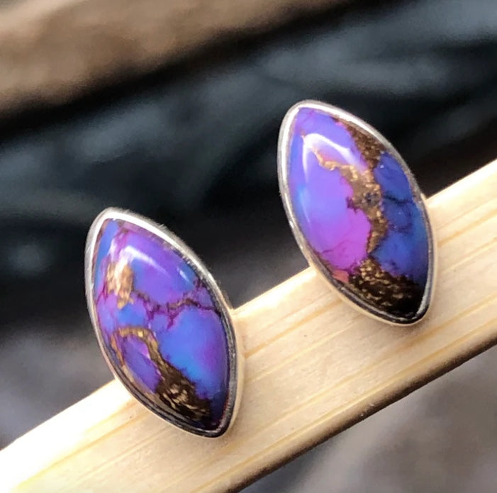 Marquise Purple Copper Turquoise Stud Earrings for Women Femmes Bijoux