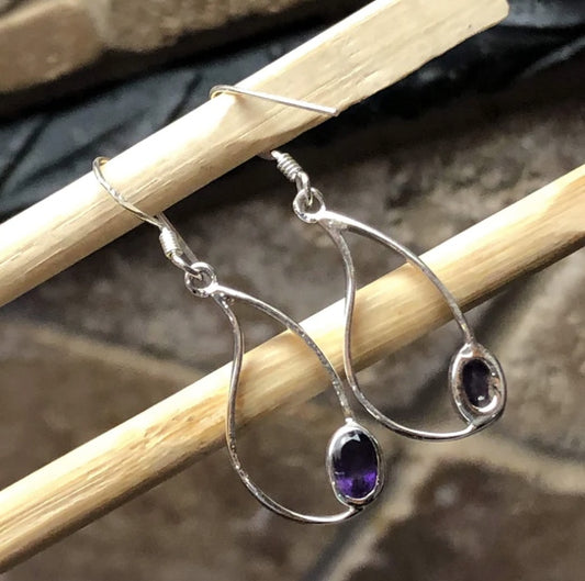 Oval Amethyst Dangle Earrings