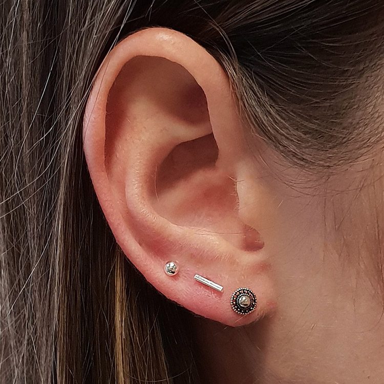 T Bar Silver Sterling Earrings Studs