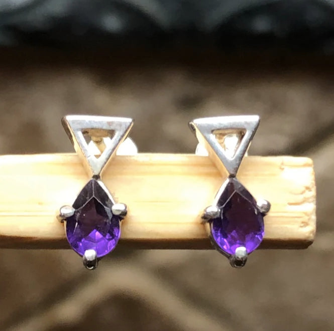 Silver triangle earrings