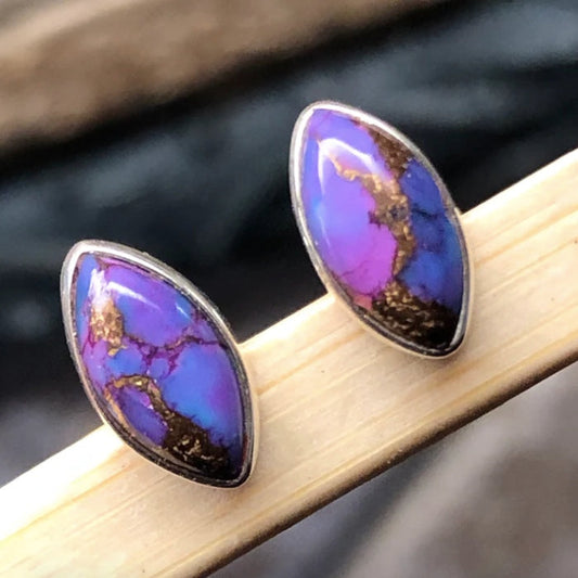 Marquise Purple Copper Turquoise Stud Earrings for Women Femmes Bijoux