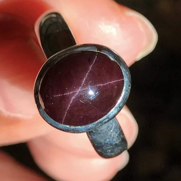 silver star garnet ring