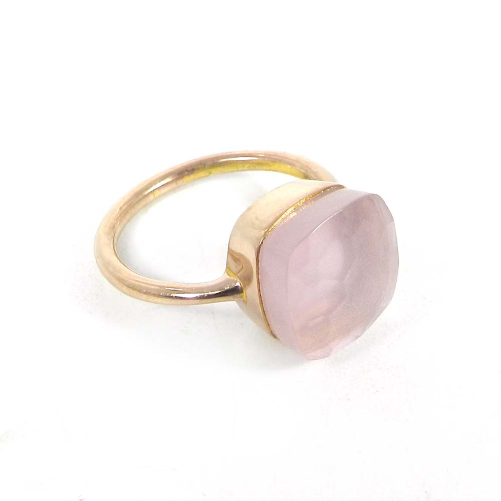 rose quartz gold silver ring band