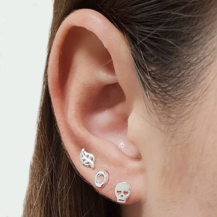 Skull Stud Earrings in 925 Sterling Silver Femmes Bijoux