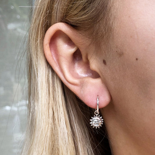 sun moon charm hoop earrings