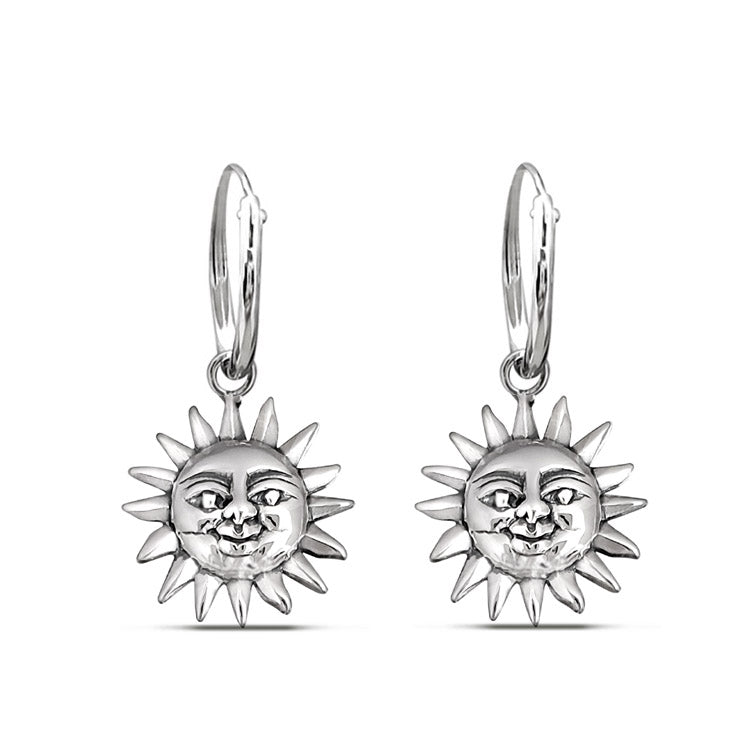 Silver Sun Hoop Earrings