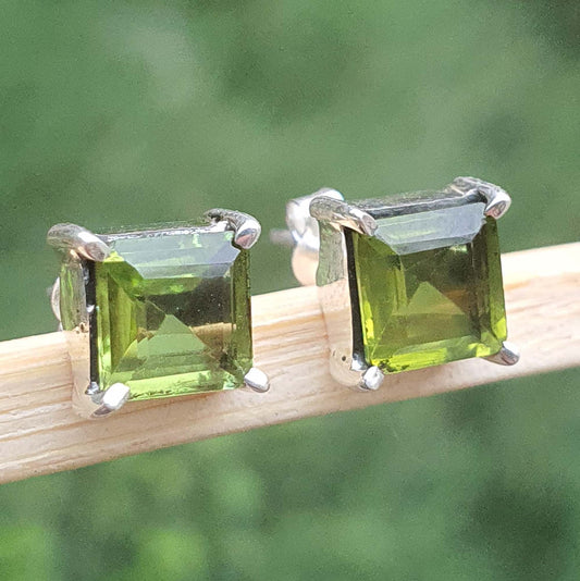 green peridot stud earrings