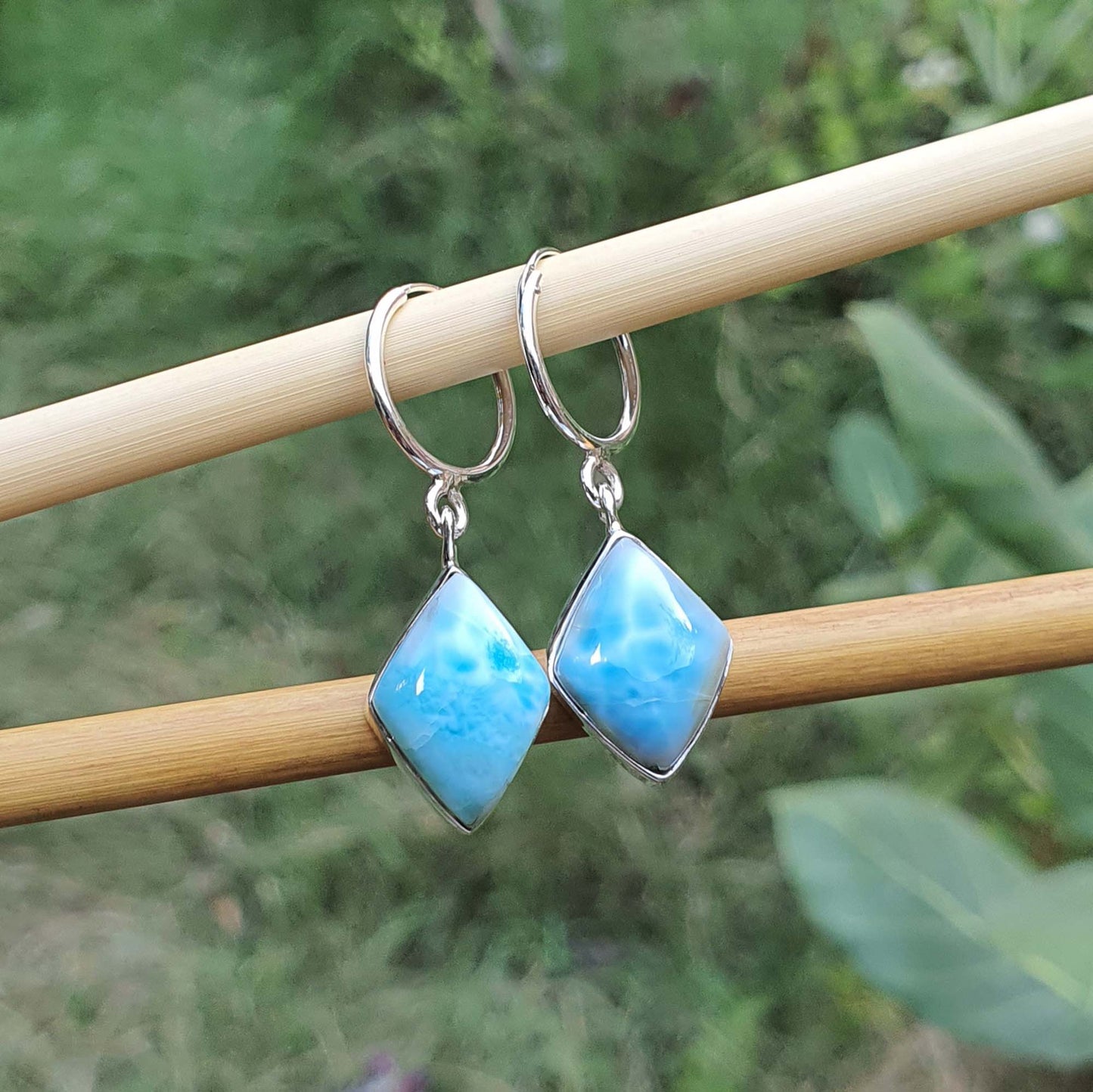 larimar hoop earrings