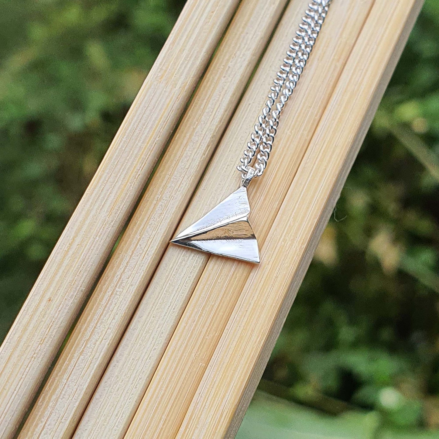 Silver Paper AirPlane Necklace
