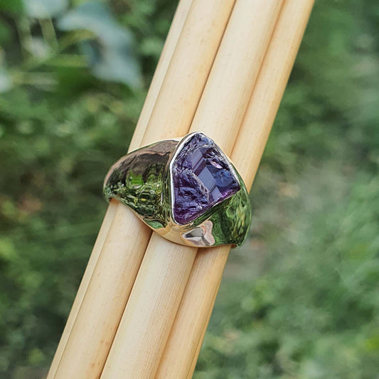 Natural Purple Amethyst Rough Ring