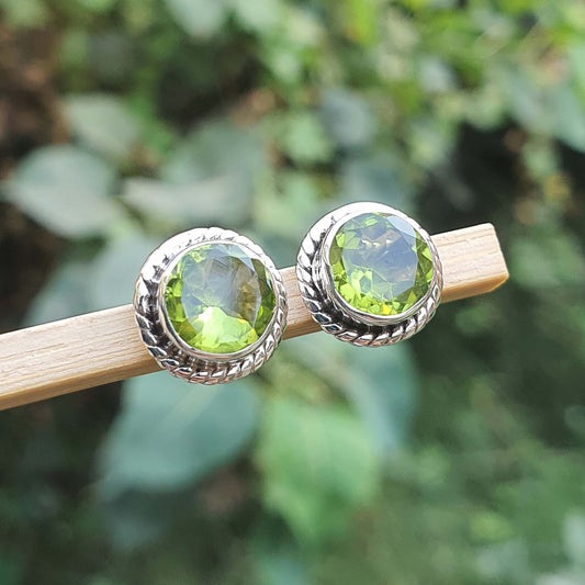 Natural peridot stud earrings