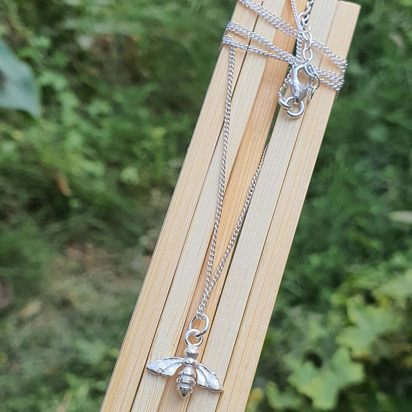 cute bee silver necklace