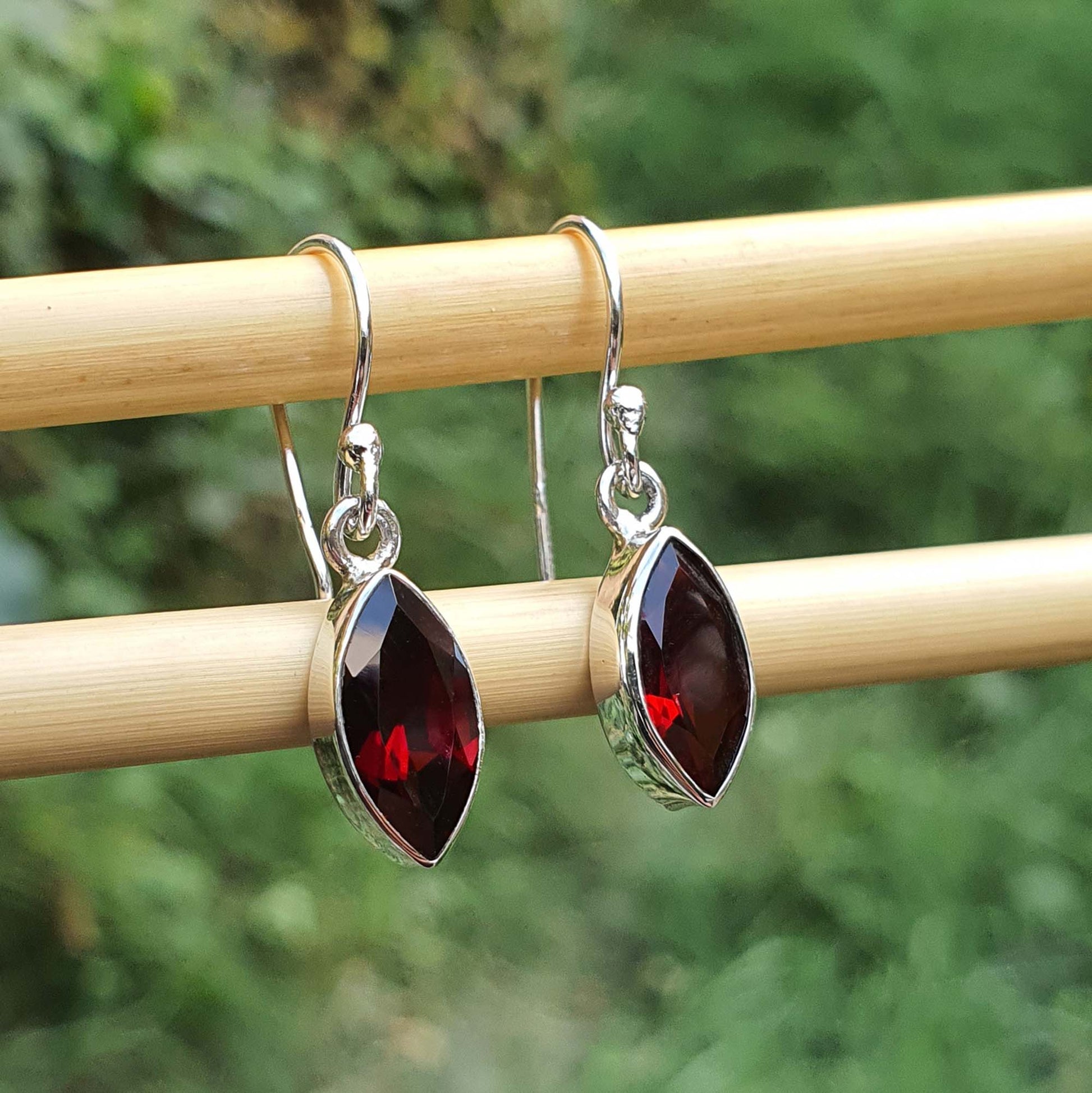 garnet dangle drop earrings