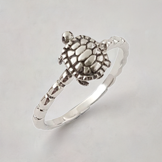Unisex Tortoise Ring in Sterling Silver Turtle Jewelry