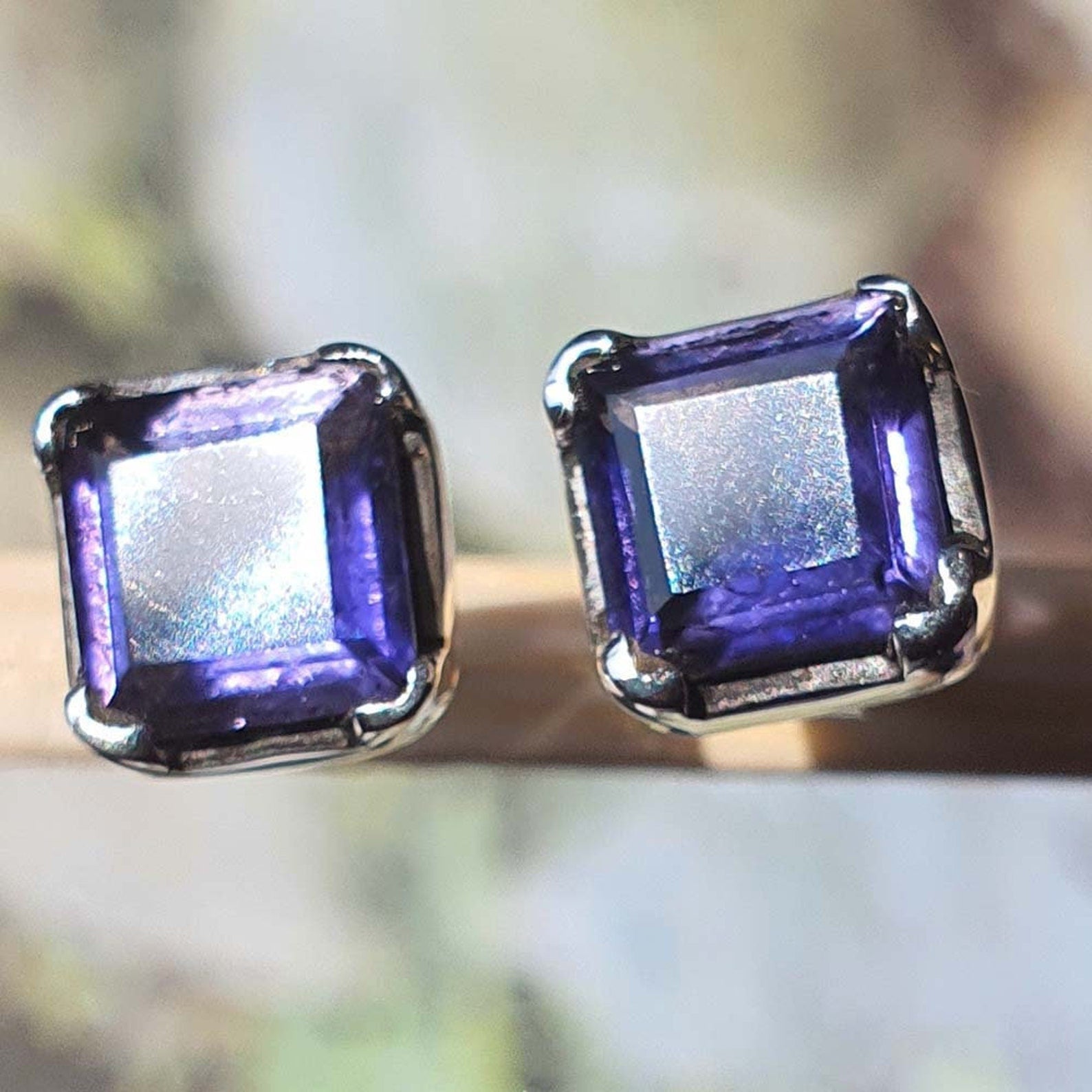 iolite stud earrings