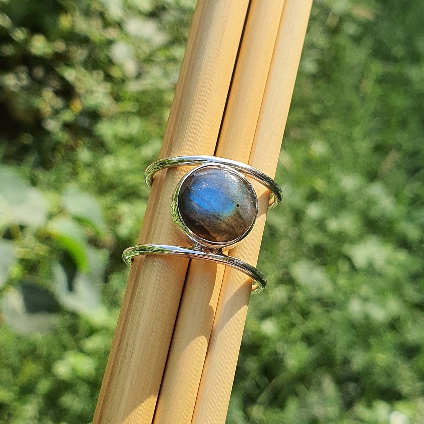 double band labradorite ring