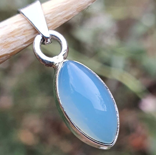marquise blue chalcedony pendant