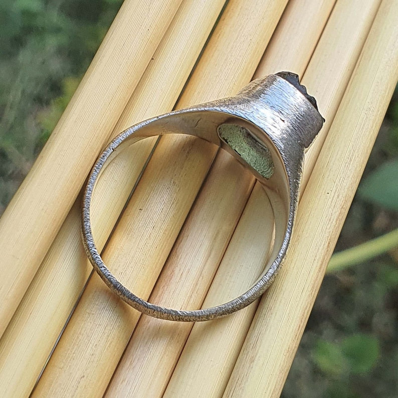 raw moldavite ring