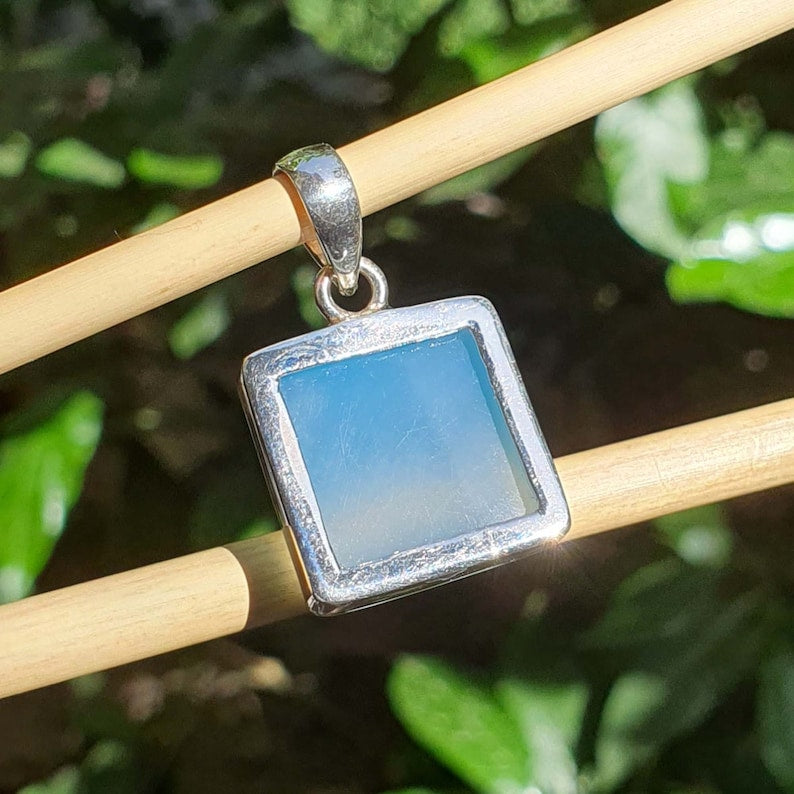 blue chalcedony gemstone pendant