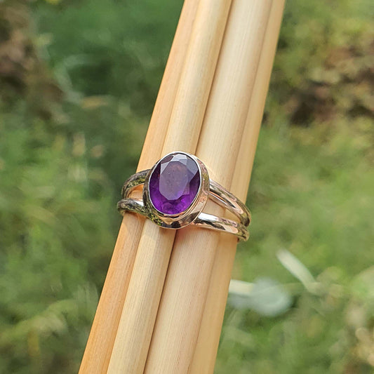 purple amethyst silver ring