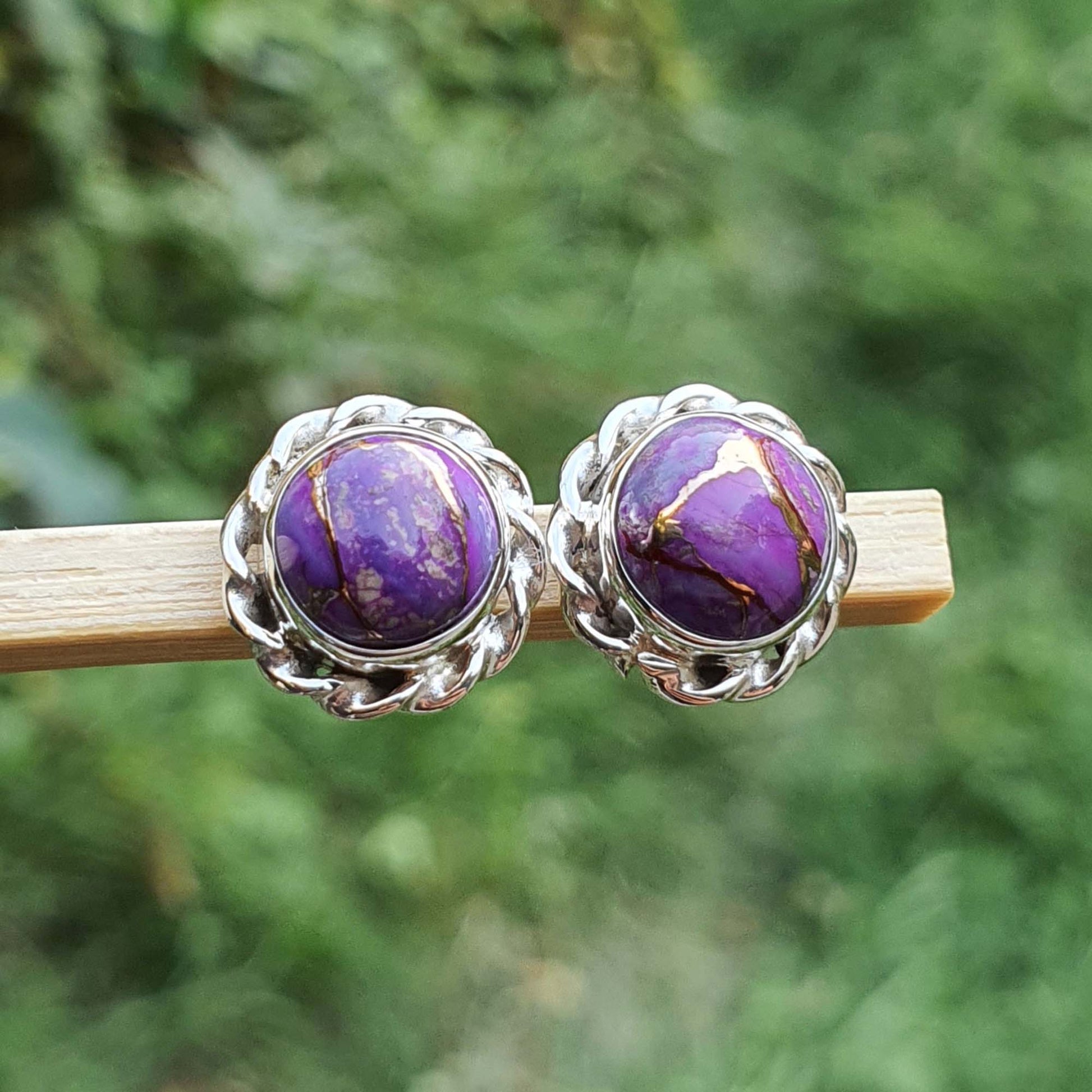 purple turquoise studs