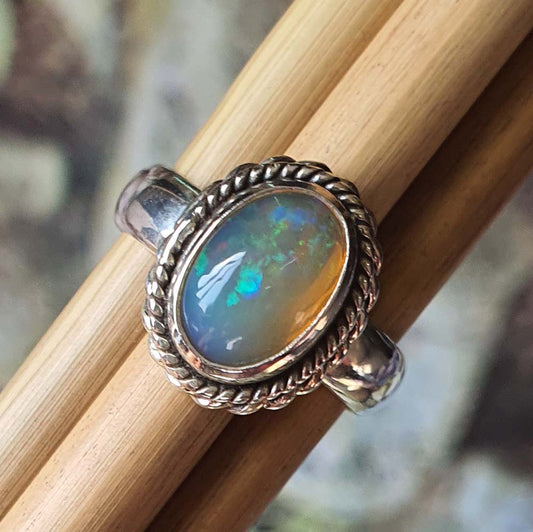 opal silver ring