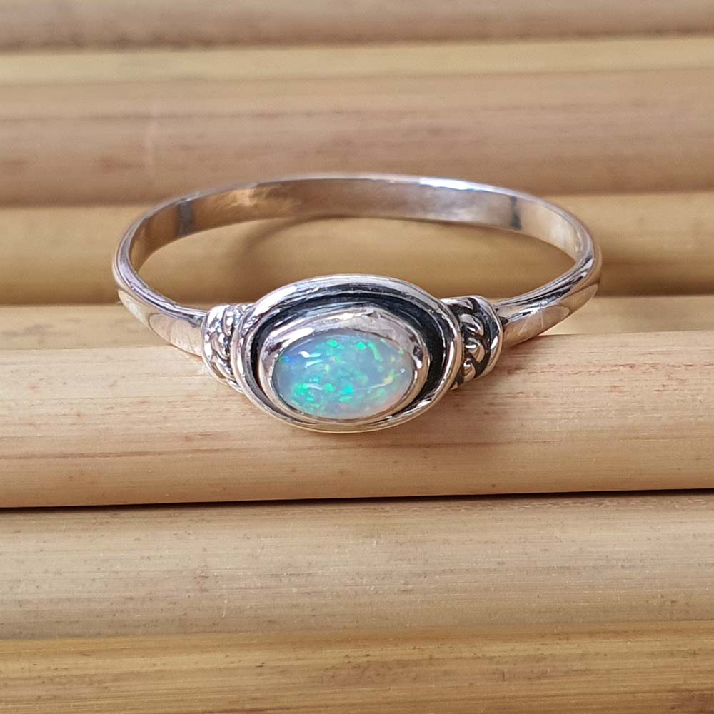 oxidized opal ring