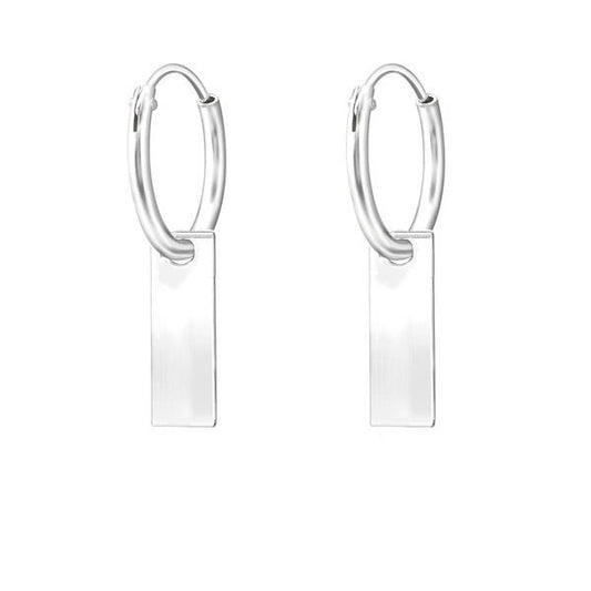 silver bar huggie earrings