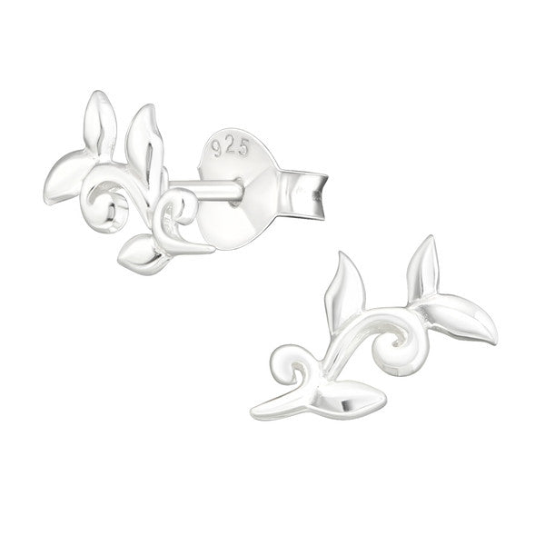 Minimalist Olive Tree branch Leaf Stud Earrings for Women