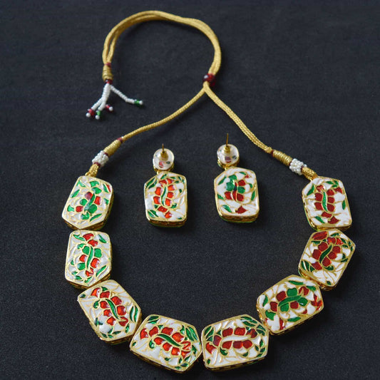 meenakeri kundan choker set with earrings