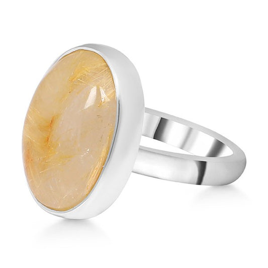 oval golden rutile quartz ring