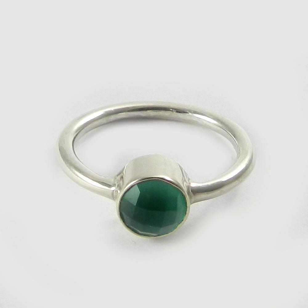 green onyx 925 silver ring