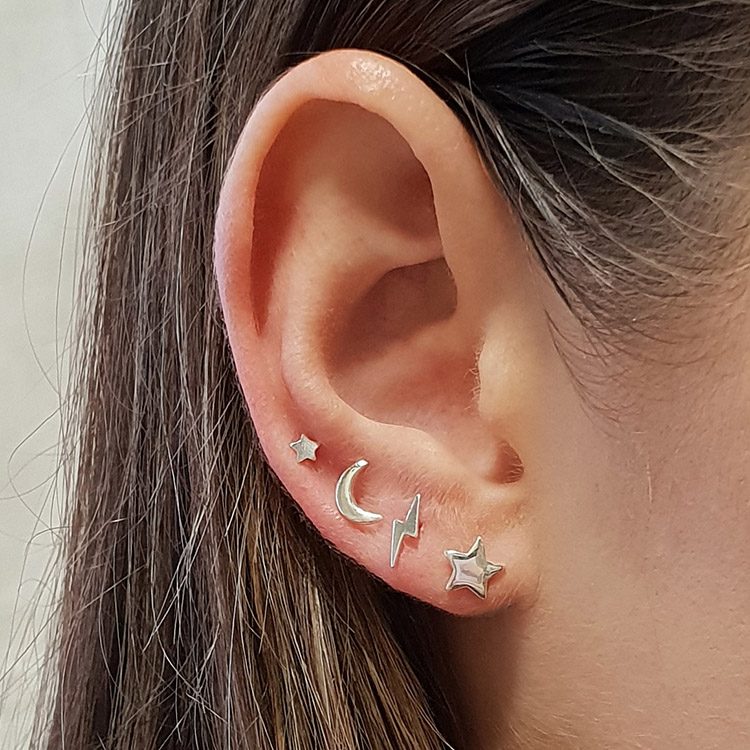 cresent moon silver earrings