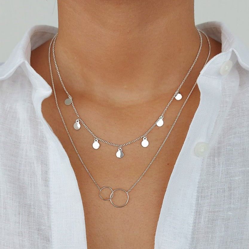 circle silver necklace 