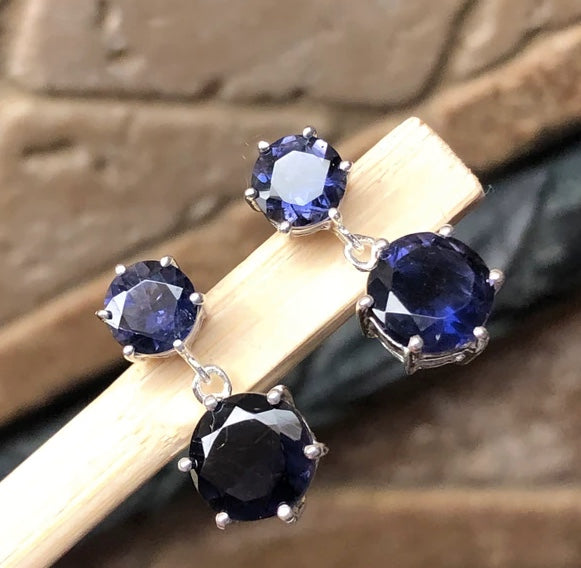 Blue iolite earrings for women