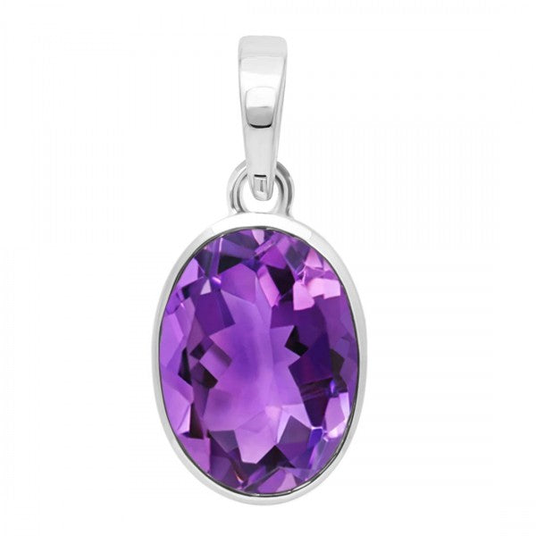Oval purple amethyst pendant 