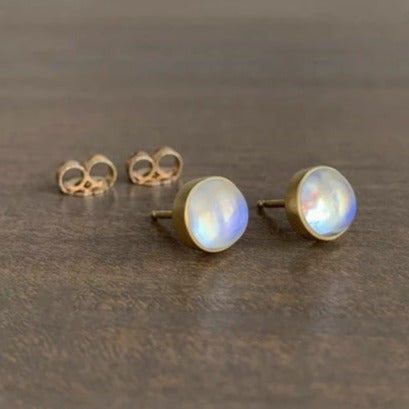 gold bezel moonstone earrings