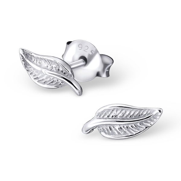 leaf earrings in silver