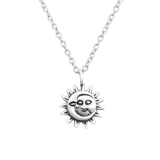 Smiling Sun and moon necklaces