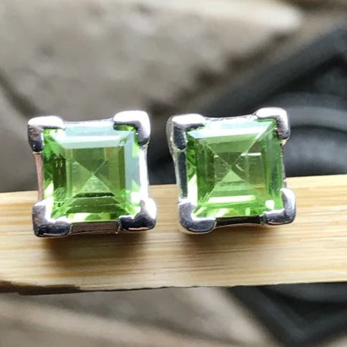 Square cut peridot earrings