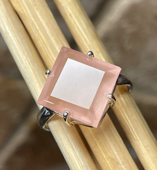 square rose quartz ring
