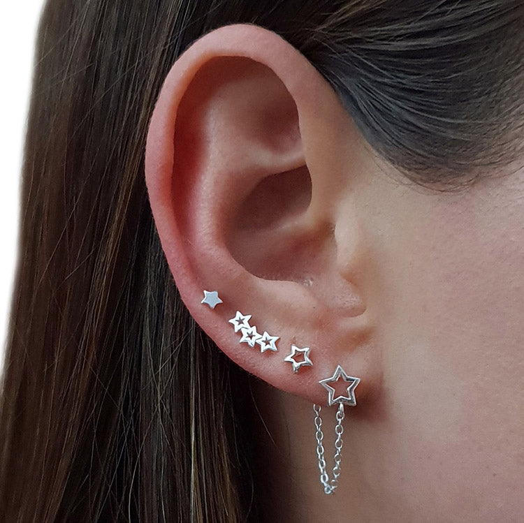 Triple star earrings for women