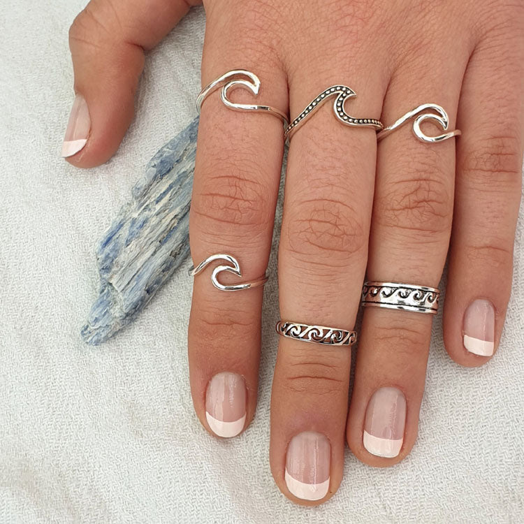 Stackable Surf Wave Silver Ring