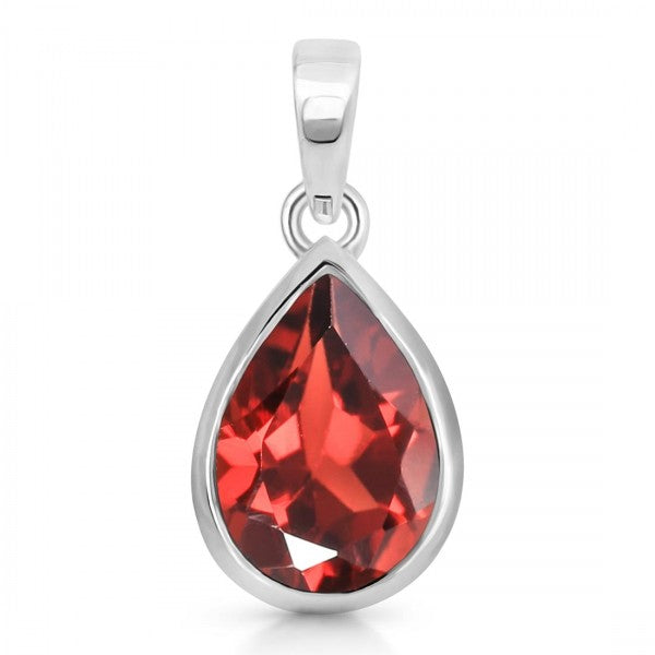 Teardrop Garnet Pendant Charm 