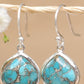 Mohave Blue Copper Turquoise Drop Earrings for Women Sterling Silver