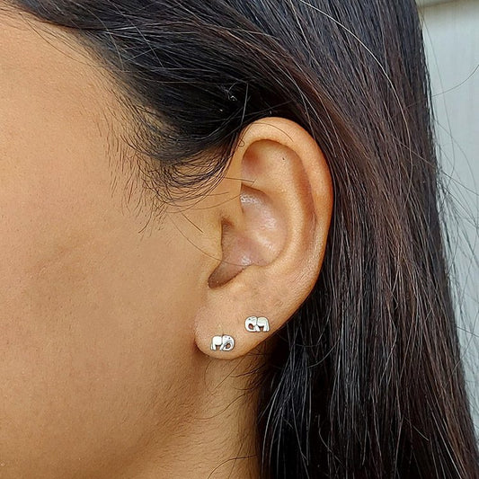elephant silver stud earrings
