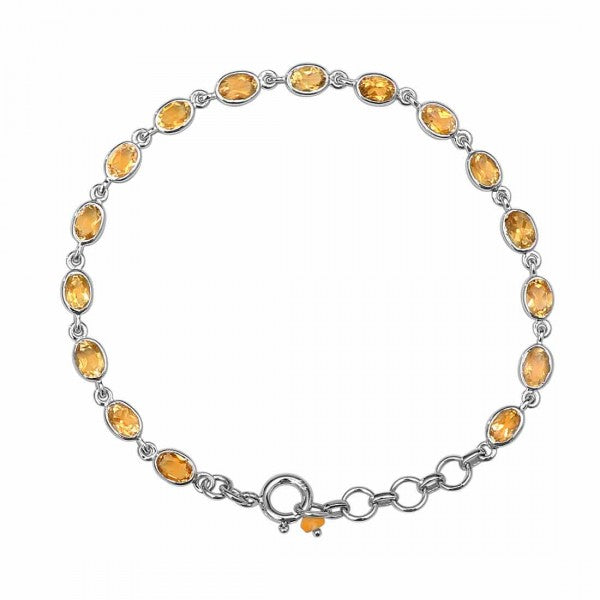 natural citrine link chain bracelet 